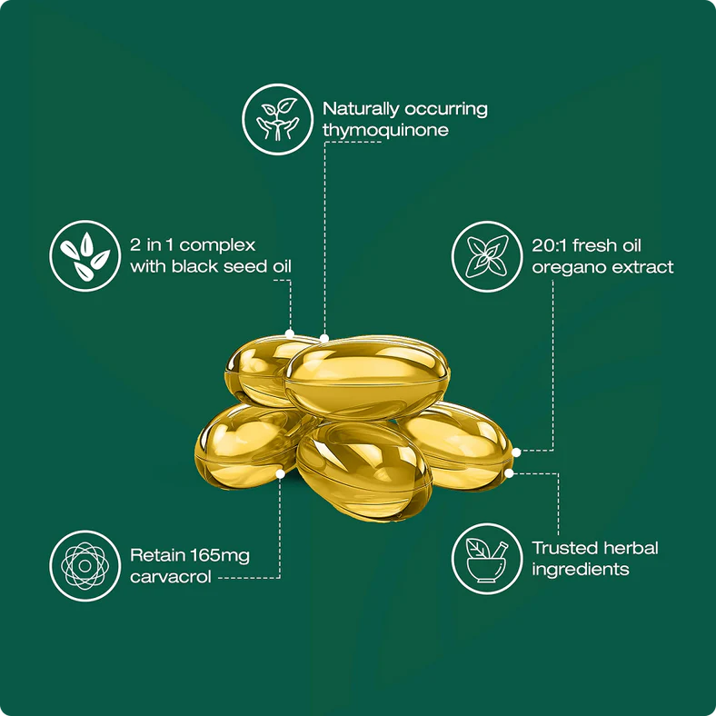 Softgel capsules detail with ingredients